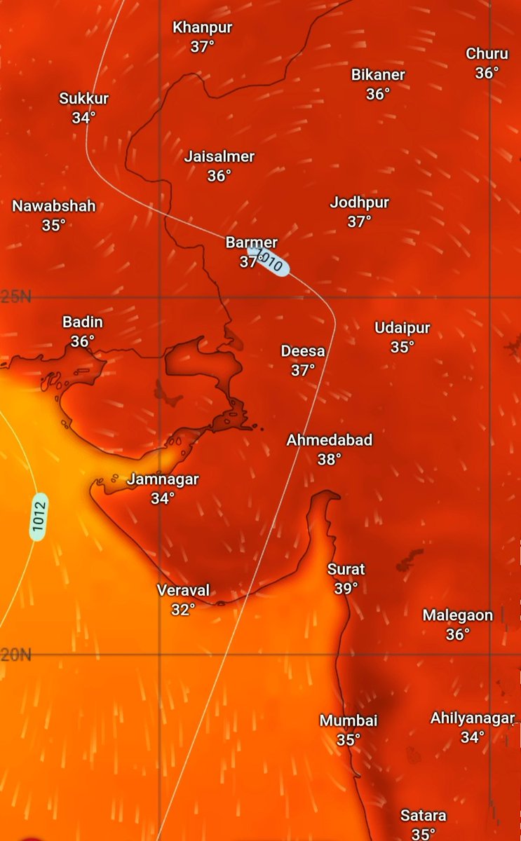KananRanjit's tweet image. #WeatherForecast
#MaximumTemperature expected to increase 4-5℃ above normal &amp;amp; may cross 40℃ at some places over #Rajasthan #Saurashtra-#Kutch #Gujarat &amp;amp; adjoining region next week.
ECMWF image,