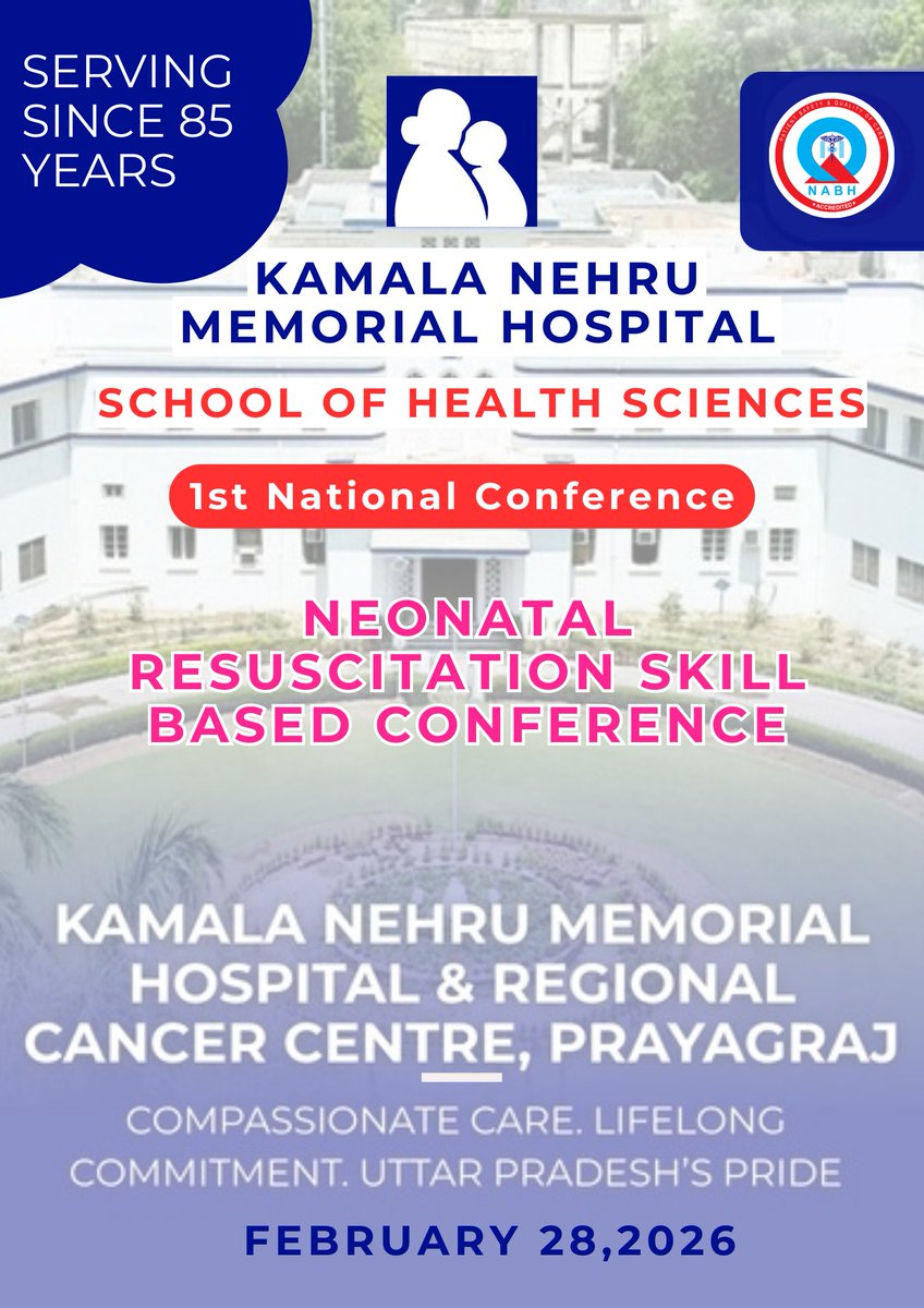 KNMH1939's tweet photo. Kamala Nehru Memorial Hospital, Prayagraj marks 85 years of healthcare excellence.
School of Health Sciences hosted a National Conference on Neonatal Resuscitation, strengthening skills in newborn care.
#NewbornCare #NationalConference #ServingSince85Years #KNMH #Prayagraj https://t.co/NlKt6VHkwj