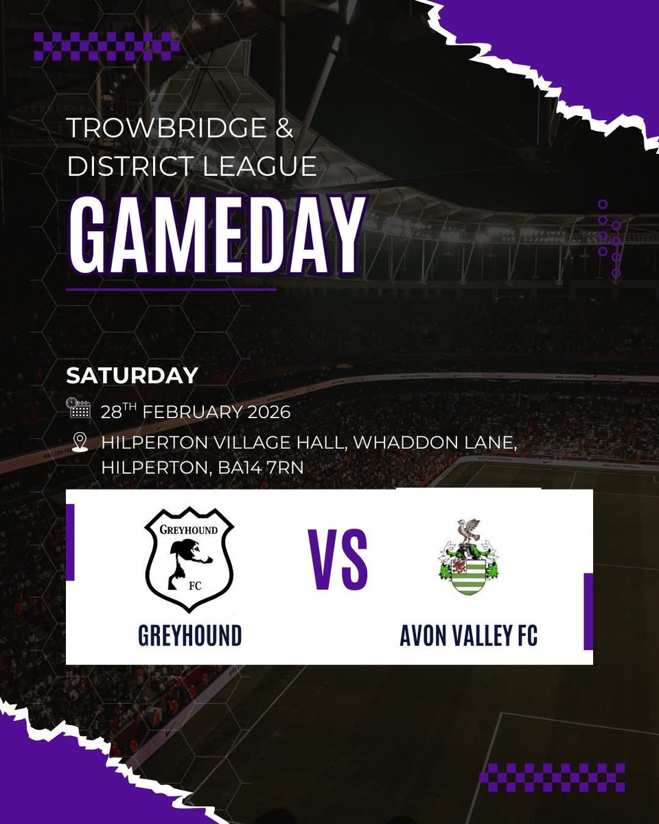 FC_Greyhound's tweet photo. Another Home match this weeks sees us take on Avon Valley FC at Whaddon Lane

🗓️ Saturday 28th February
🕑 14:00 kick off
🏟️ Whaddon Lane, Hilperton Village Hall, BA14 7RN

UTH🐕 https://t.co/8wHMtOx1OY
