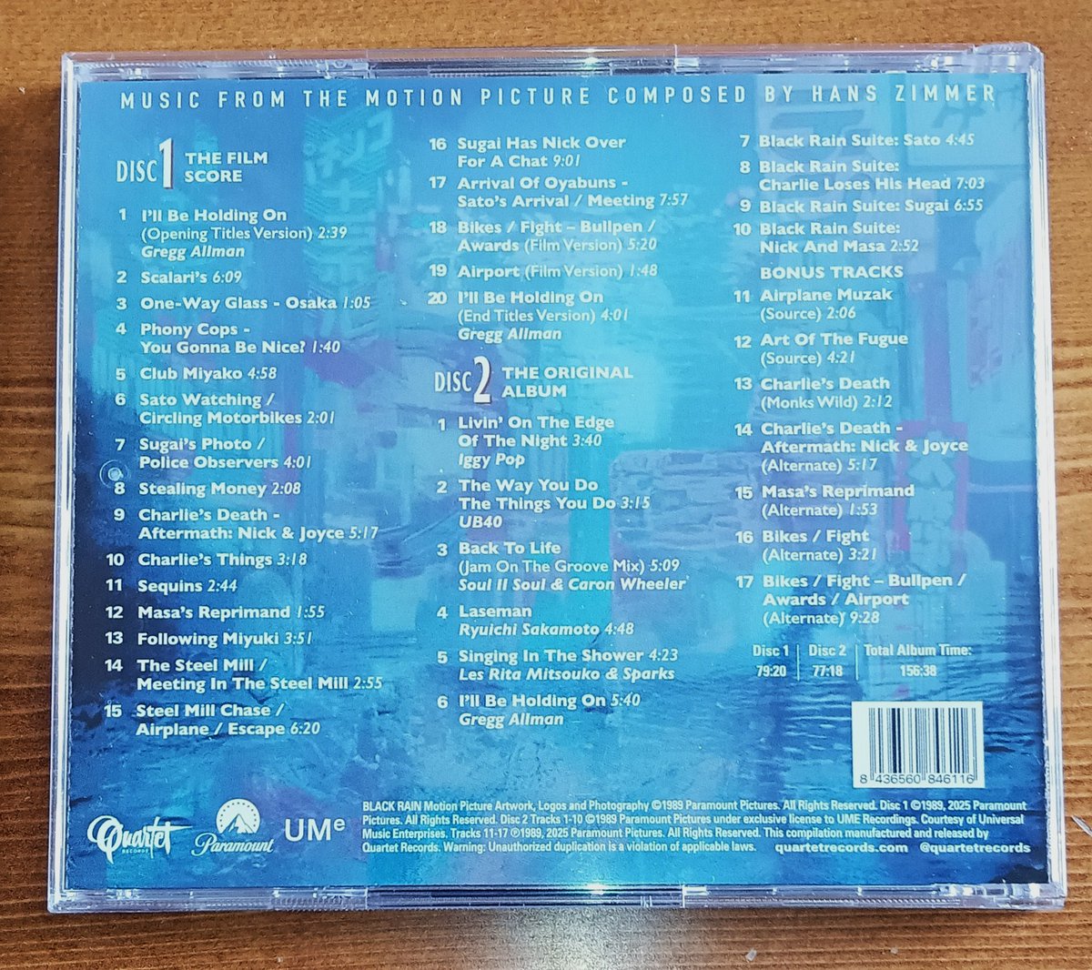 ブラック・レイン」2度目の完全盤サントラを聴く。前の2枚組盤は