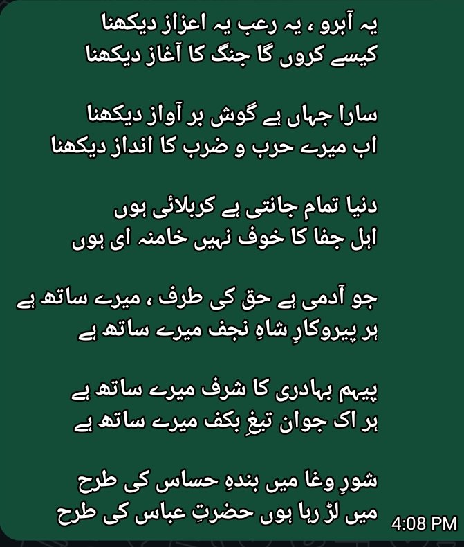 AliRushu's tweet photo. یہ آبرو ، یہ رعب یہ اعزاز دیکھنا
کیسے کروں گا جنگ کا آغاز دیکھنا
#Iran 
#StandWithIran https://t.co/3ueRYIvyDn