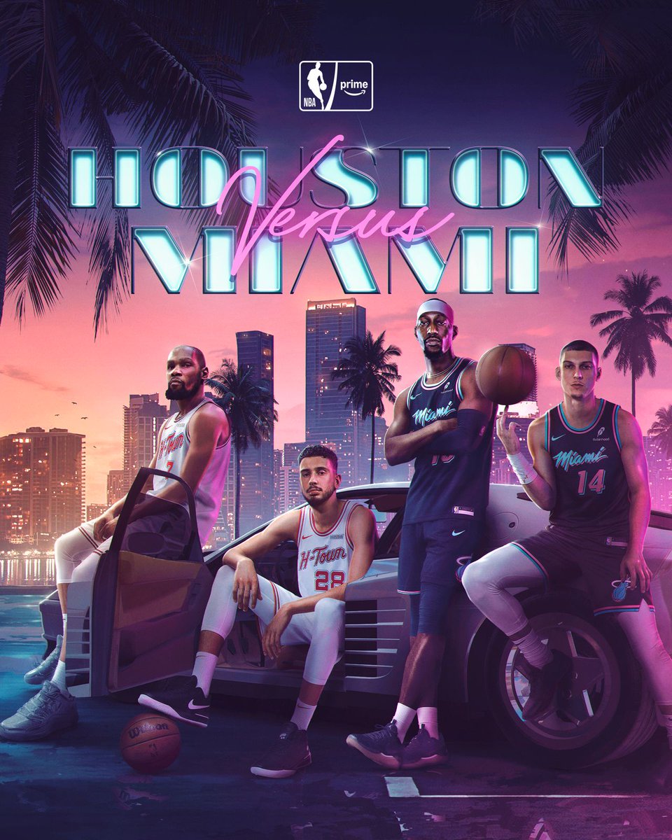 NBAonPrime's tweet photo. In Miami turning up another notch 😎🛥️ 

Rockets-Heat on @PrimeVideo, coverage starts at 2:30 PM ET 🍿 https://t.co/tMfEQXp69D