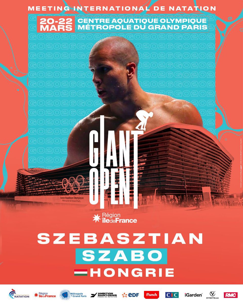 FFNatation's tweet photo. 🇭🇺 Szebasztian SZABO, médaillé mondial et champion d’Europe en individuel reviendra au #GiantOpen !
🎟️ Billetterie en ligne 👉🏼 https://t.co/ulcWS8CpG4
👀 Abonne-toi à @giant_open sur Instagram pour plus d’infos !
#GiantOpen2026 #TeamFrance #TeamFFN https://t.co/AnPkHSYcd6