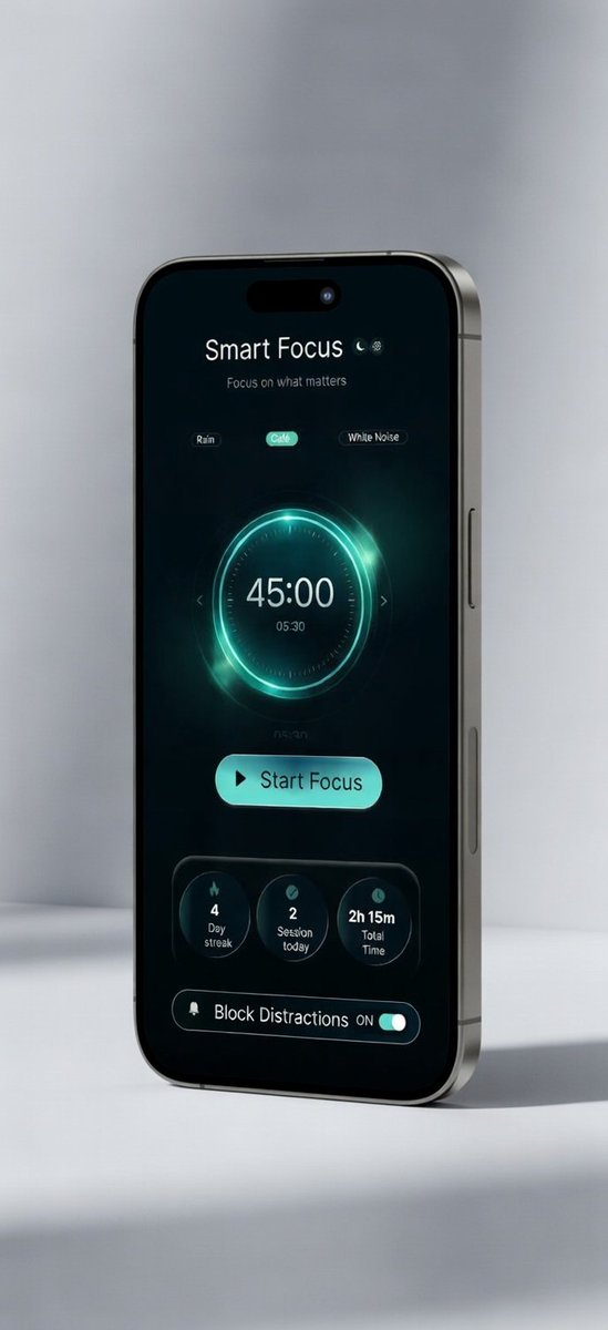 IbeSoloG's tweet photo. Day 29/30
Smart Focus — A deep work companion designed to eliminate distractions and enhance productivity.
Built with immersive visuals, ambient sound integration, and performance tracking to help users stay in flow.
UIUXDesign
#UIDesign
#UXDesign
#AppDesign
#MobileUIDesign https://t.co/tRXz7SP1Q0