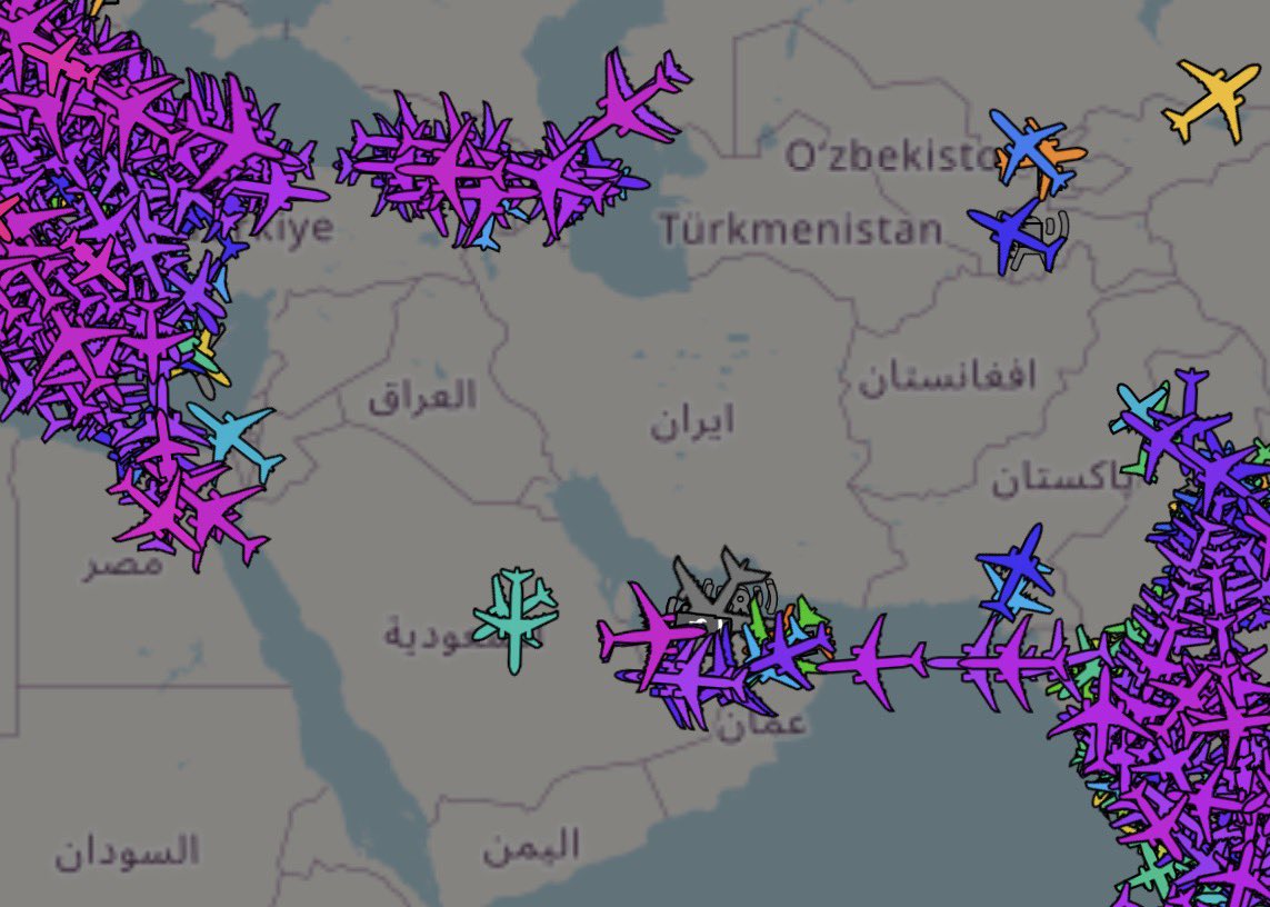 Live look over the Middle East. 

#Iran #Israel #IranRevoIution2026