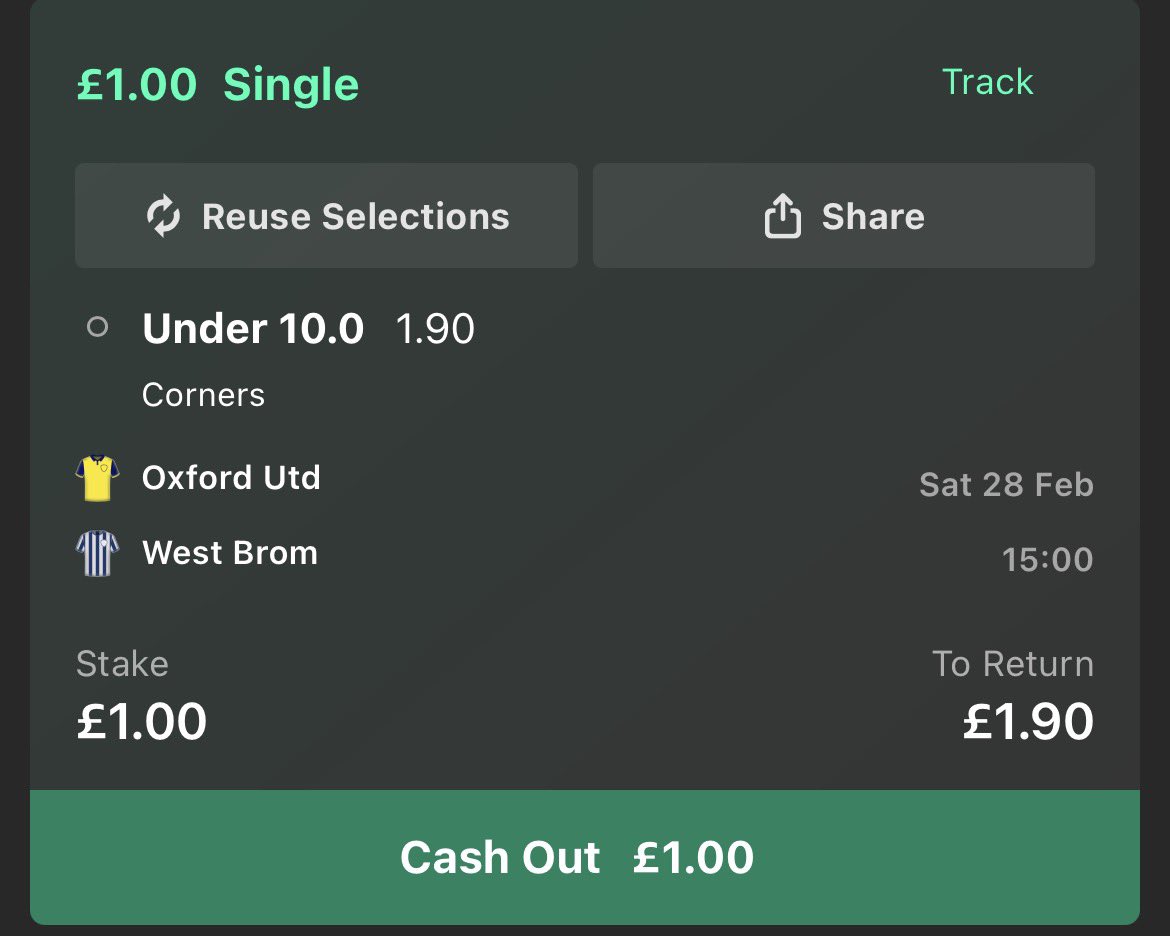 CornerstatsHQ's tweet photo. Oxford Utd games average 9.1 total corners, with 58% finishing under 10.5

West Brom away matches see 8.7 average corners, and 6 of their last 10 on the road have stayed under 10

Link - https://t.co/gW0ekzbvlq

#BettingTips #FootballBetting #EFL #CornerBet #ValueBet https://t.co/cuVLe7aJDF