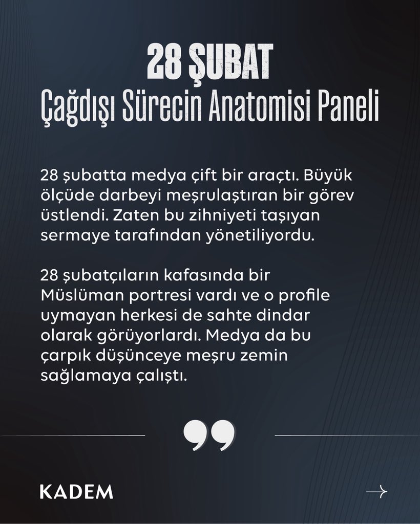 28 Şubat: Çağdışı Sürecin Anatomisi Panelimize katılan Prof. Dr. İsmail Çağlar’ın konuşmasından öne çıkanlar.✍️