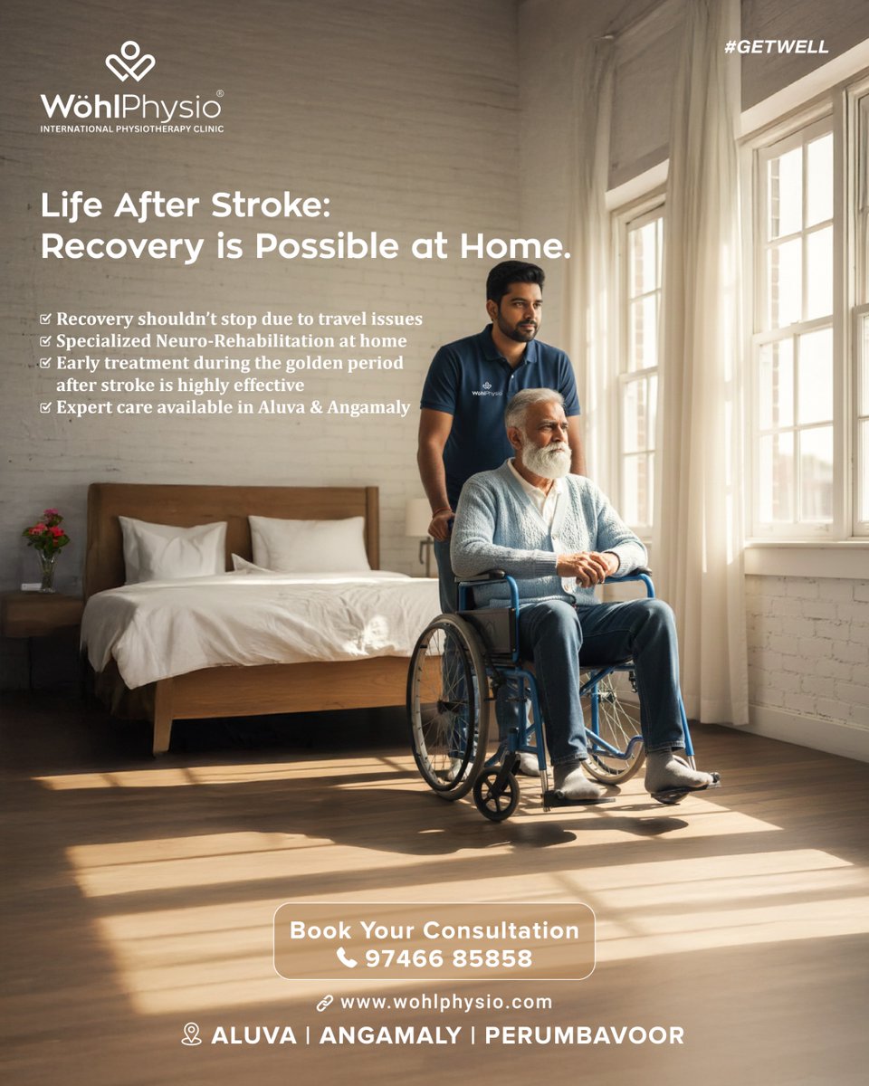wohlphysio1's tweet photo. Life after stroke is possible!  With specialized neuro-rehabilitation at home, early treatment, and expert care, recovery can be safe and effective. 

Book your consultation: 97466 85858
https://t.co/w569CE9Q73

#StrokeRecovery #Physiotherapy #NeuroRehab #WohlPhysio #HomeCare https://t.co/2Q7mYq4wH0