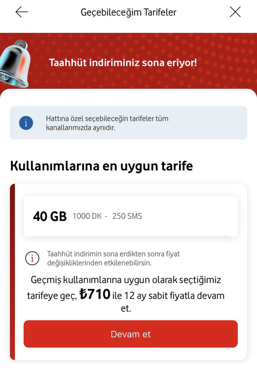 _hakanb_'s tweet photo. @VodafoneTR Taahhüt yenileme sebebiyle, görsellerde görüldüğü üzere;

• 4 gün önce (23.02.2026) bana önerilen tarife 4000 DK/40 GB - 740 TL

• Dün (27.02.2026) önerilen tarife 1000 DK/40 GB - 710 TL

4 gün arayla sunulan bu anlamsız fiyat artışının sebebi nedir?

@bekir_kaplan @ticaret https://t.co/gyvdR0HOcs