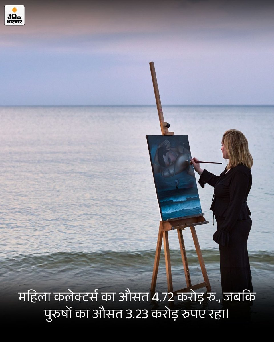 DainikBhaskar's tweet photo. आर्ट कलेक्शन की दुनिया लंबे समय से पुरुषों के दबदबे वाली मानी जाती रही है, लेकिन अब ट्रेंड बदल रहा है। अब महिलाएं कला में गहरी रुचि दिखा रही हैं और पुरुषों से ज्यादा पैसा खर्च कर रही हैं। https://t.co/X11kzBkvTq #ArtCollection #ArtMarket #WomenInArt #ChangingTrends #ModernArt #ArtLovers