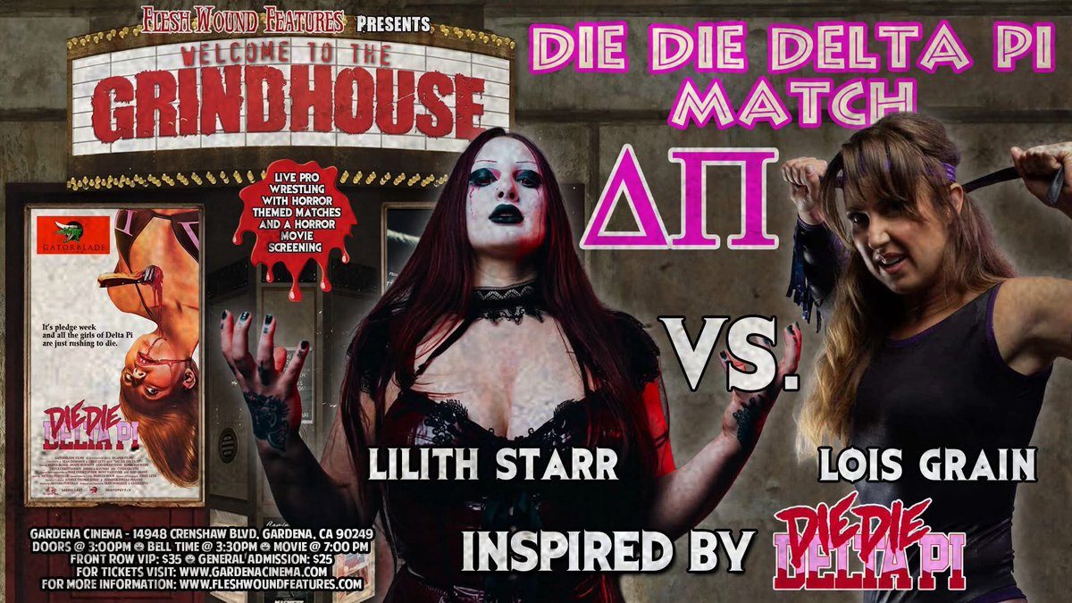 FleshWoundRadio's tweet photo. https://t.co/TO4garQeR7 #WomensWrestling #WelcomeToTheGrindhouse #WOW #WomenOfWrestling #CaliforniaWrestling #DieDieDeltaPi #FleshWoundFeatures #WomensMatch #WomensWrestling #LoisGrain #Classmaster #ButtStuff #LilithStarr #WrestlingNews #LAEvents #SoCalWrestling https://t.co/iFBLjLRIxp