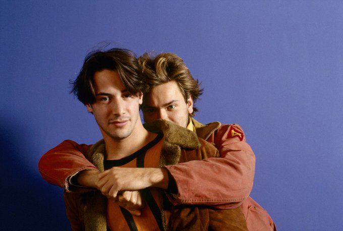 Keanu Reeves and River Phoenix, 1991.