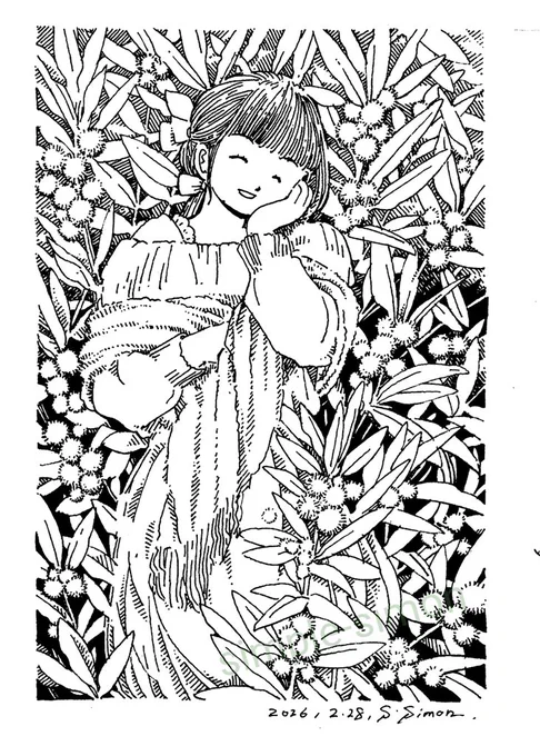 本日の1枚
「ゲッケイジュ」
これは月桂樹、と漢字表記のほうが馴染みがありそう。あ、ローリエと呼んだ方がもっとピンとくる人も多いかも🌿
ハガキサイズ絵です。 