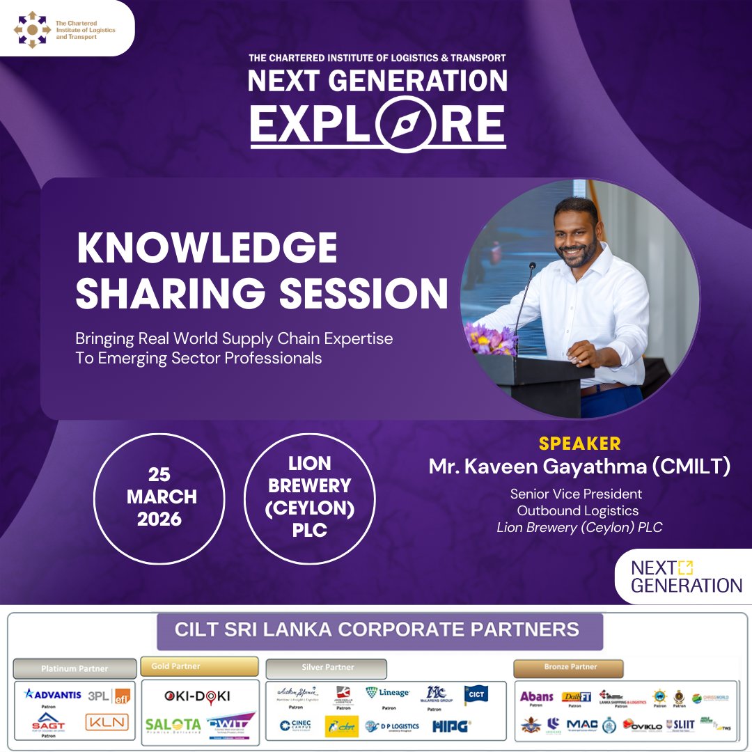 Hands-On Industry Wisdom for Future Professionals

Explore’26 proudly presents an exclusive knowledge-sharing session featuring Mr. Kaveen Gayathma (CMILT), Senior Vice President – Outbound Logistics at Lion Brewery (Ceylon) PLC.

On 25th March 2026
At Lion Brewery (Ceylon) PLC