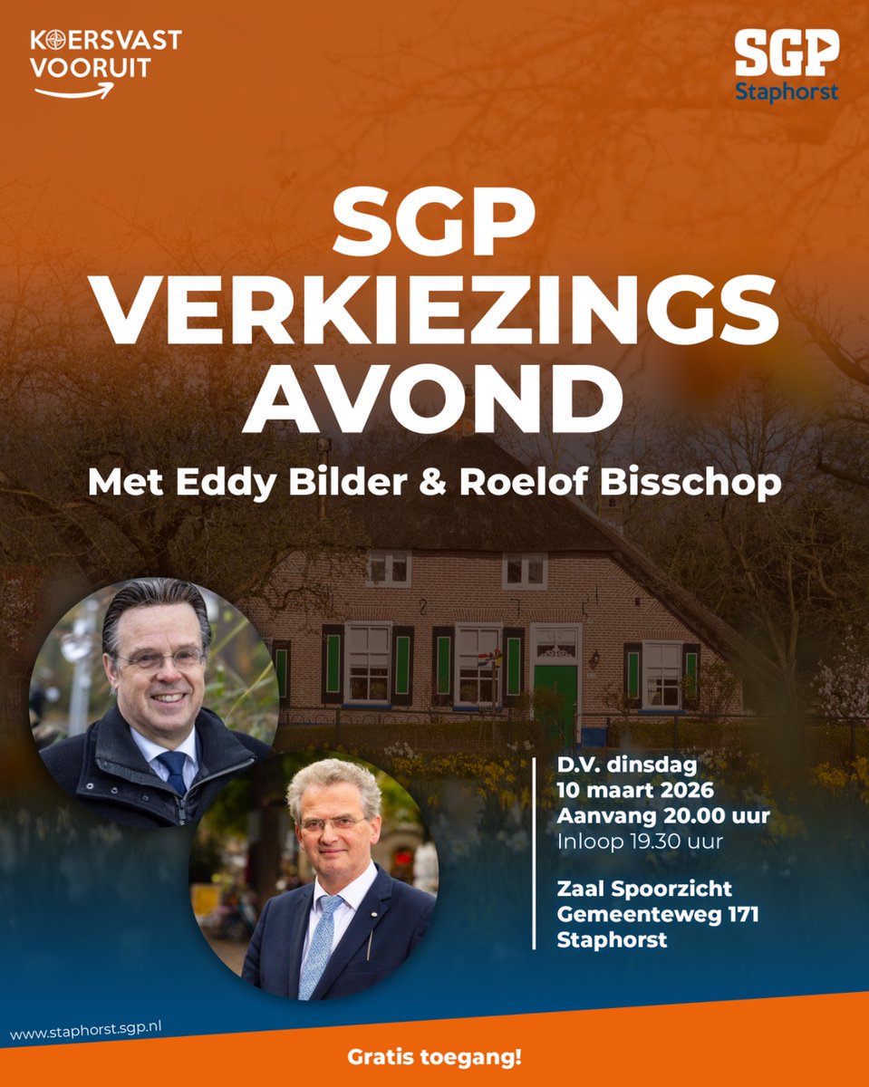 Welkom op onze verkiezingsavond, D.V. dinsdag 10 maart 2026.