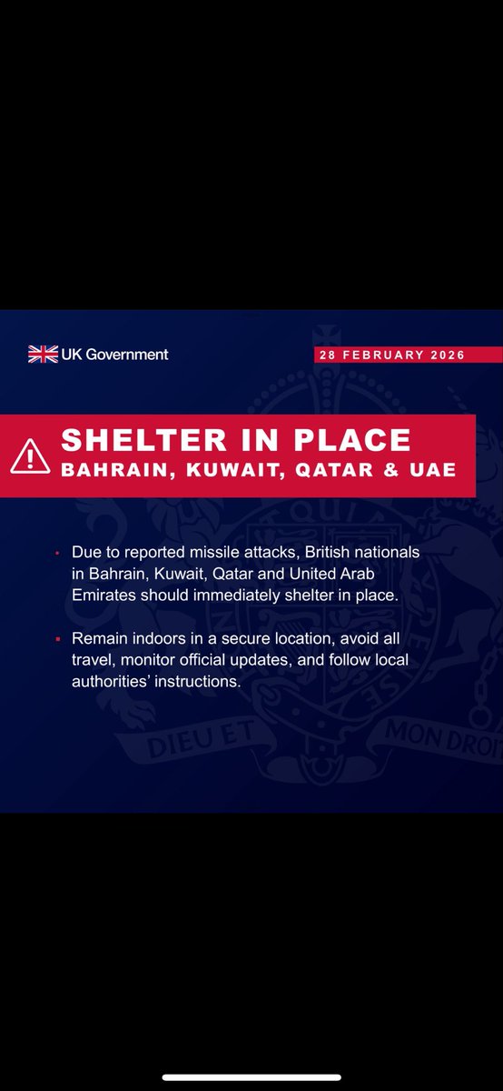 AlerteNewsFR's tweet photo. Le gouvernement du Royaume Uni publie une notice pour la mise en place d’abris à Bahreïn Kuwait Qatar https://t.co/7sg9gWYYqF