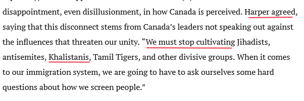 Ethan113554's tweet photo. 🇨🇦 Stephen Harper warned that Canada must stop importing divisive ideologies, such as #Khalistan, jihadist, &amp; antisemitic movements. He urged vigilance in immigration &amp; society to protect Canadian unity &amp; democratic values.
#cdnpoli https://t.co/T7gEcMpLpi