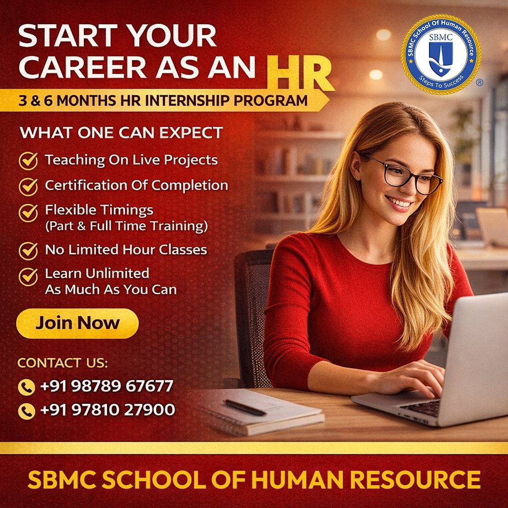 sbmchrtraining's tweet photo. 🚀 Kickstart Your Career in HR with SBMC! 📷 Contact Us to Apply: +91 98789 67677 | +91 97810 27900 #CareerStart #HumanResources #SBMC #HRTraining #InternshipOpportunity #LearnHR #CareerGrowth #SkillDevelopment #HRCertification #LiveProjects https://t.co/DVujmvo6vP