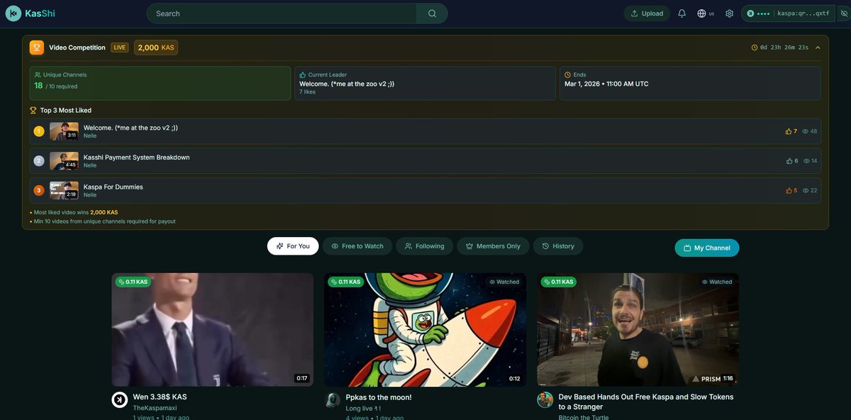 On another note. If you're not getting this warning you can still go participate in the 2000 KAS competition.

You simply have to get the most likes on a video.

If know one beats the current number 1 by Sunday, we will extend the timer :)

$KAS Only on Kaspa