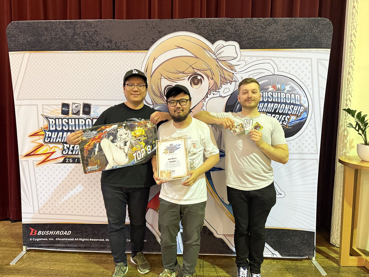 👑 𝗕𝗖𝗦 𝟮𝟱/𝟮𝟲 👑

Congratulations to the top 3 players of Weiß Schwarz at Melbourne, Australia! 🎉

🏅 博士
🥈 オウザイ
🥉 Luca Serianni

#Bushiroad #BCS2526