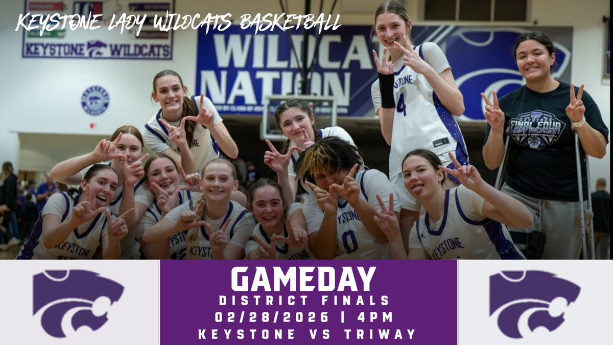 It's Game Day!!! 

**District Finals**

Keystone Lady Wildcats (21-3) take on Wooster Triway (18-6) today Sat, Feb 28th, in the Div 5, Northeast Dist 3, District Finals.

Who: Keystone Lady Wildcats vs Wooster Triway
Where: Wellington High School
When: Sat, Feb 28th
Time: 4:00 PM