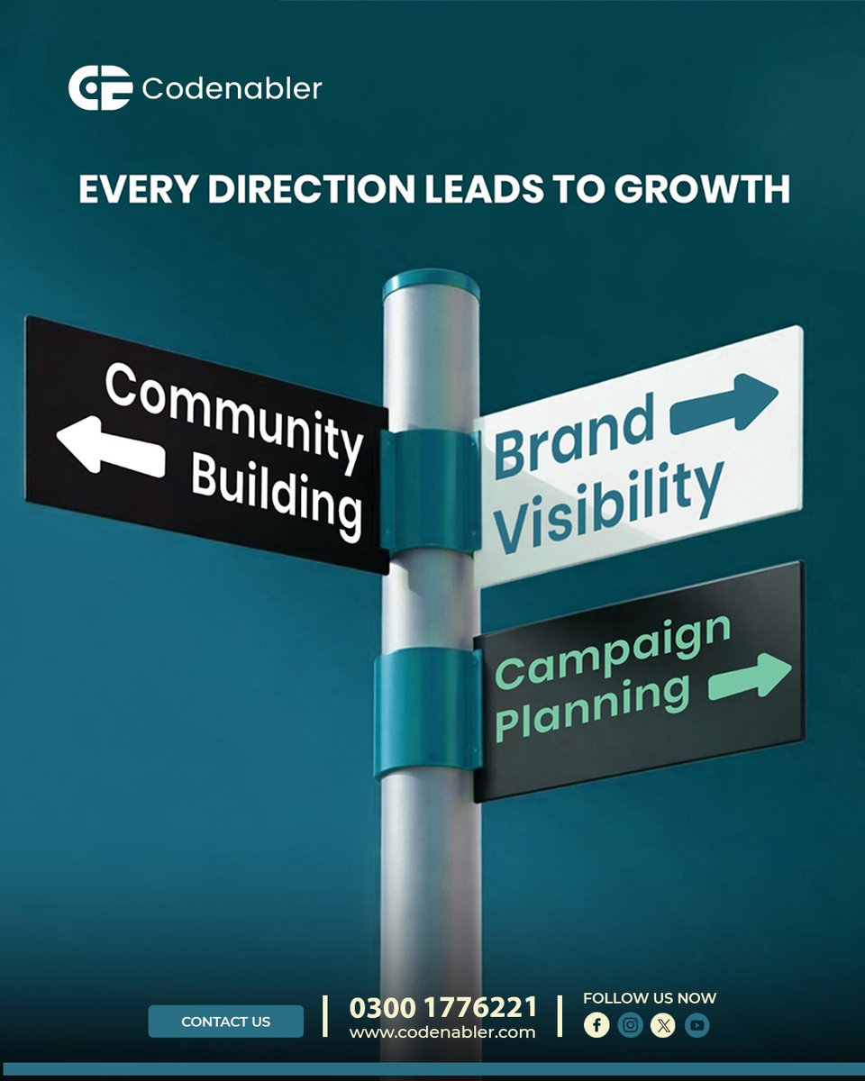 codenabler's tweet photo. Growth needs direction.

Strong digital marketing strategy, smart campaign planning, and consistent brand visibility are what drive real business growth.

Ready to scale your business?
📞 0300 1776221
🌐 https://t.co/nsXuaU9VbZ

#DigitalMarketing #codenabler #MarketingStrategy https://t.co/yZ8JvIthjg