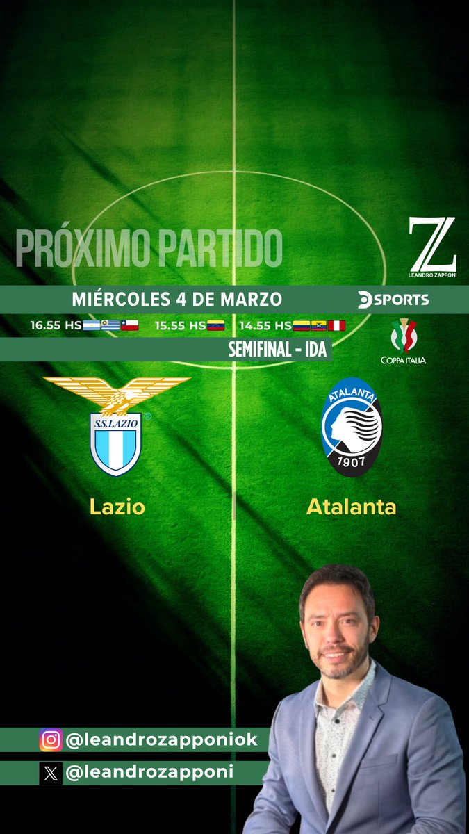 leandrozapponi's tweet photo. Se vienen lindos de #fútbol ⚽️ por delante!
Los esperamos con la #fecha8 del #TorneoApertura de la @LigaAFA 🇦🇷 por @TNTSportsAR 📺 y, por @DSports 📺, con la #fecha26 de @LaLiga 🇪🇸 y con la segunda semifinal de la #CopaItalia 🇮🇹
😃☝️🐸⚽️
#NoTeLoPodésPerder https://t.co/7tqIUwHQ8S