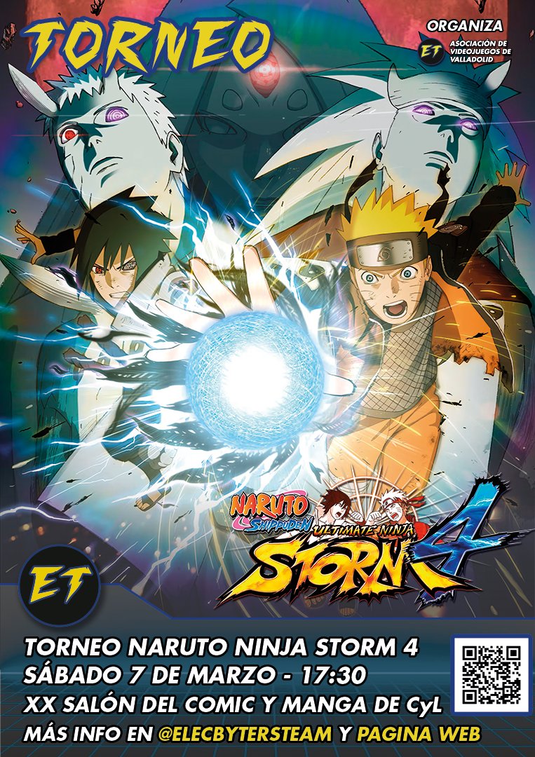 ¡Jugadores, confirmamos nuestra participación en el 20º Salón del Cómic y Manga de Castilla y León! En los próximos días publicaremos los torneos que haremos en esta edición.

¡El primer torneo será del veterano Naruto Ultimate Ninja Storm 4, que será el sábado 7 a las 17:30!