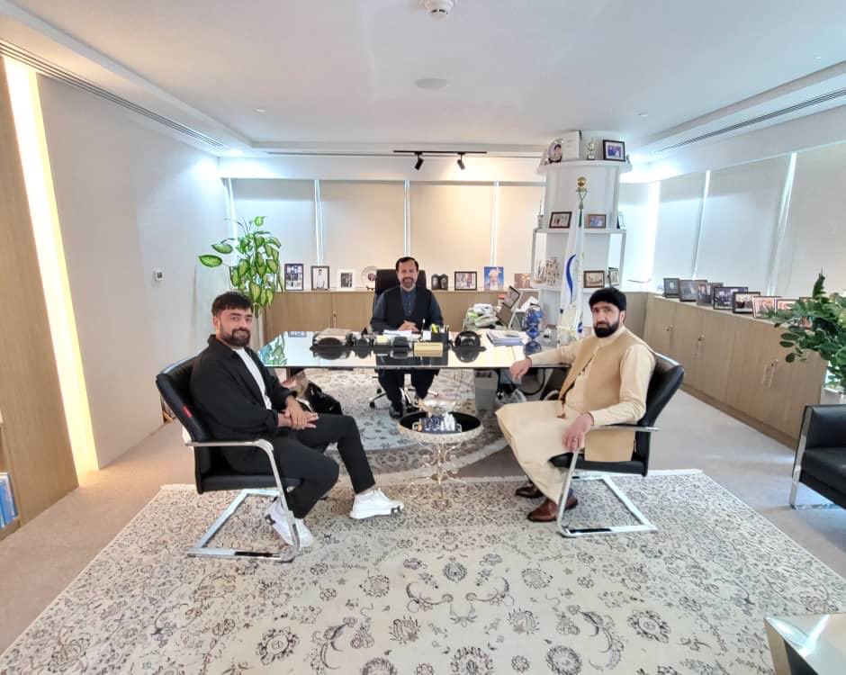 HSaderkhail's tweet photo. Today I have a nice meeting with Mr. Rashid Khan and Mr. AllahDad Noori in my office. We discussed the improvement of Afghanistan's cricket. https://t.co/LmlOnJs1zv