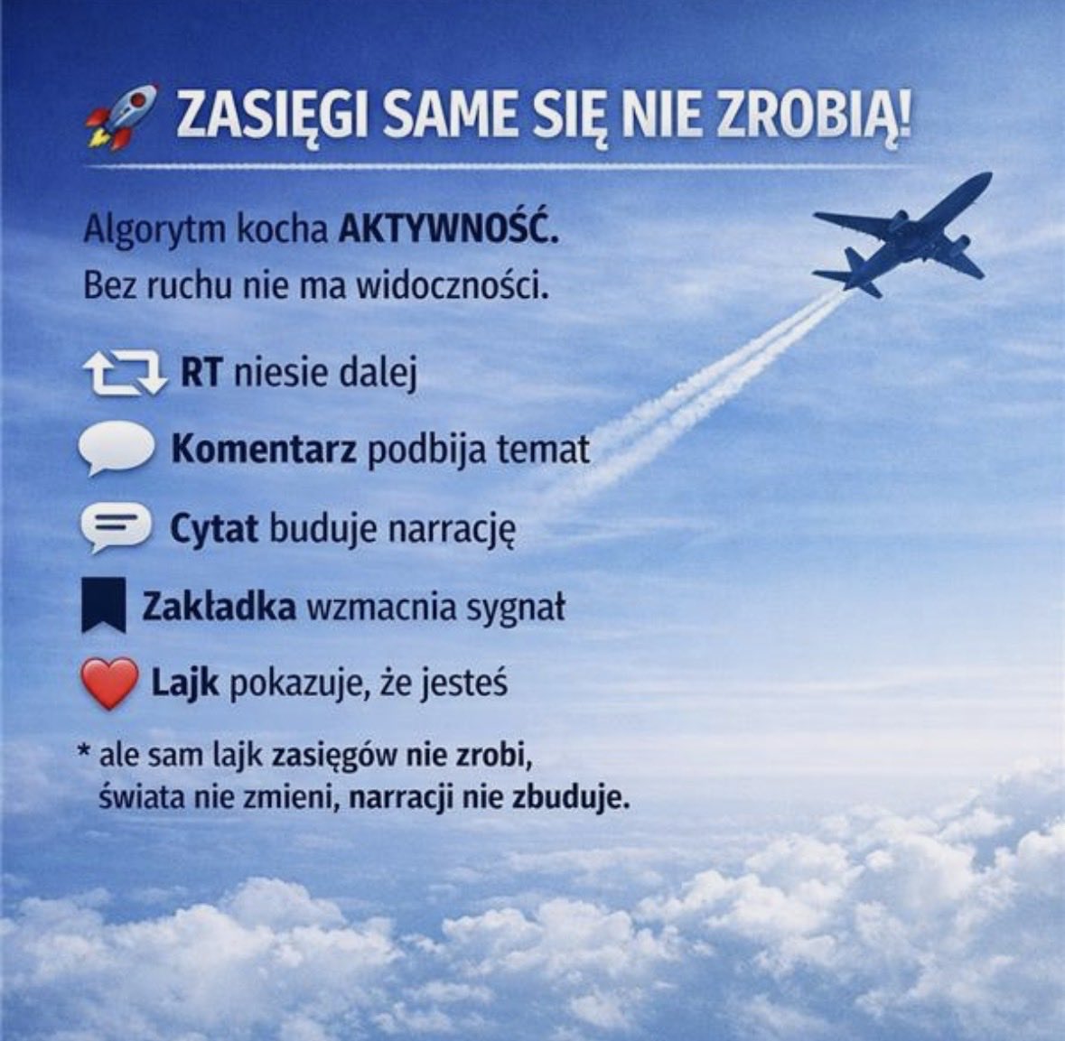 Z komentarzy (dziękuję!), do listy dodaje jeszcze cytat, i zakładkę☺️ Demokratyczna narracja potrzebuje przestrzeni i więcej zasięgów. A że już palce mnie bolą od powtarzania, do znudzenia, to sobie uprościłam👇🏻
(tak, wiem, amatorszczyzna😉)