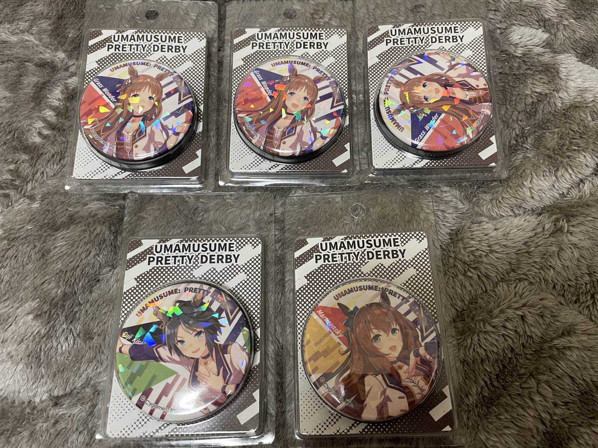 今回のサイコンビニの缶バッジ 一番推しのセイウンスカイ含めて