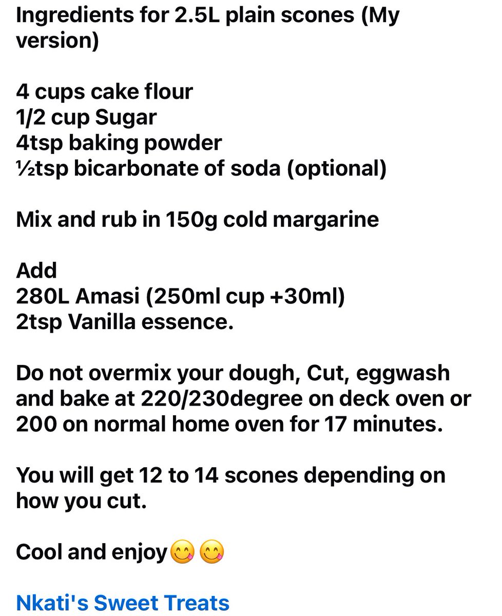 Recipe for scones by the lovely Nkati. Your Sunday should never be without scones or some sweet home baked goods ❤️