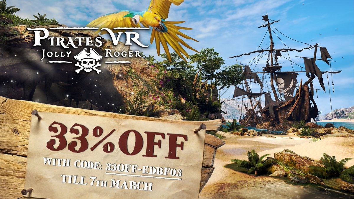 Don't forget to get 33% off Pirates VR: Jolly Roger with code 33OFF-EDBF03 at checkout at the Meta Store! 
Valid till March 7th, don’t miss this treasure! 💰
