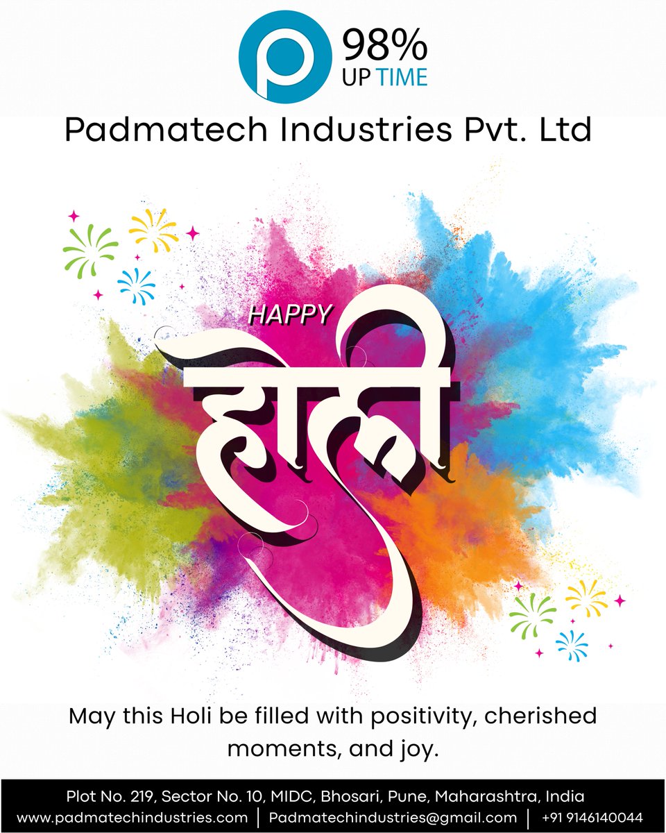 padmatechipl's tweet photo. Celebrate the vibrant festival of colours with positivity and new beginnings! 🌈

Padmatech Industries Pvt. Ltd. wishes you a joyful and prosperous #Holi2026.

Let’s keep adding colour to innovation and excellence together.

#HappyHoli #FestivalOfColors #PadmatechIndustries https://t.co/XPxd1mdtiG