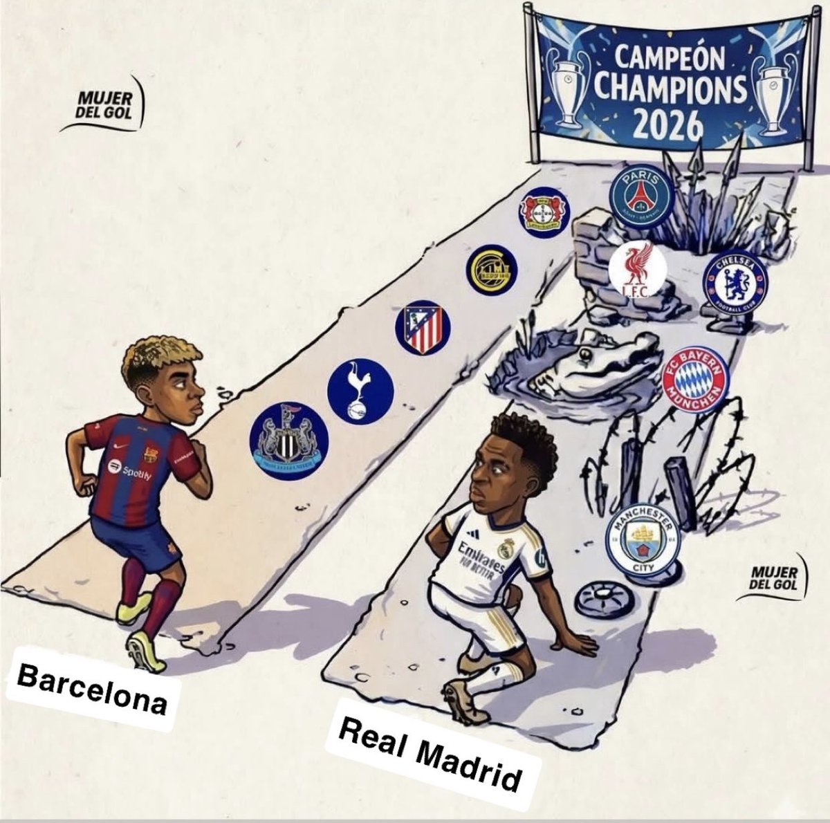 Barcelona and Real Madrid in the Champions League every season.