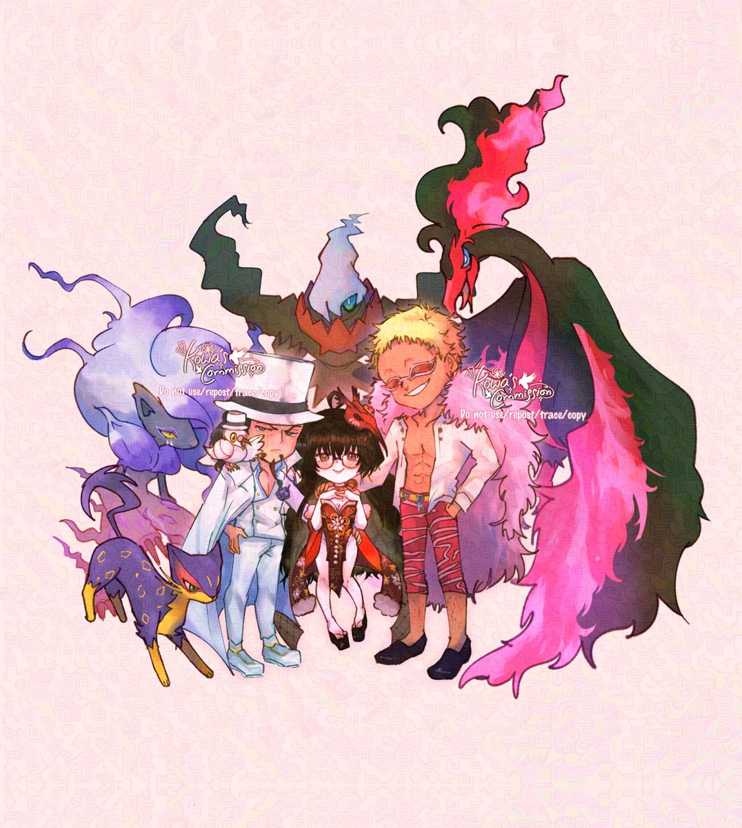 OPsona🌸 x Lucci &amp; Doffy 🐆🦩
【𝕻𝖔𝖐𝖊𝖒𝖔𝖓 𝕬𝖀】

In honour of Pokemon Day i wanna share this lovely piece i got from Delle in 2024 ~ ! Featuring Lucci , Doffy &amp; me , and our main pokemon ❤️

C♡mm by @/stardaroi
#onepieceoc #yume #soulbondtwt #yumetwt #OP梦 #selfship