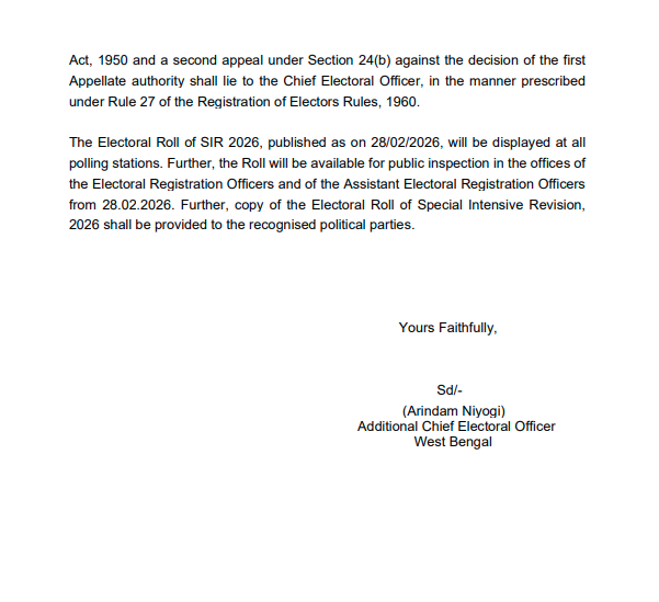 ANI's tweet photo. The Election Commission of India today released the voter lists for West Bengal following the Special Intensive Revision (SIR)

As of February 28, 2026, there are a total of 70,459,284 voters in the state. 546,053 voters have been deleted from the list (Form 7) https://t.co/KZ81fWZds0