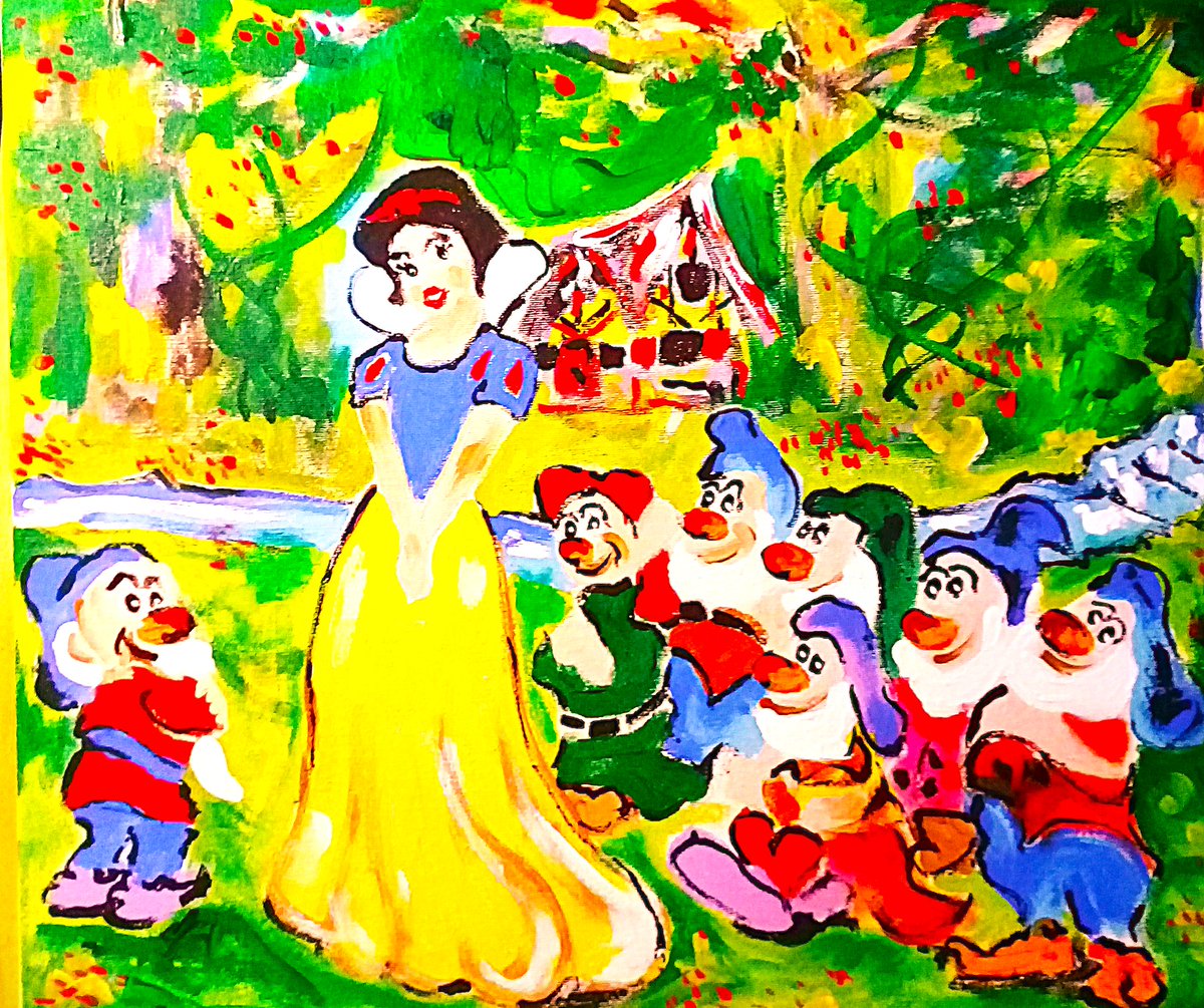 CameroniRJC's tweet image. #GaleriaArteCameroni Catalogo RJC0354. “Blanca Nieves” . Acrílicos &amp;amp; Oleos. 350 x 400 mm. “Joven y hermosa, huye de la reina malvada y se dirige al bosque, donde conoce a los siete enanitos :  Sabio, Gruñón, Feliz, Dormilón, Tímido, Mocoso y Mudito . ”.  #GaleriaArte #artistas