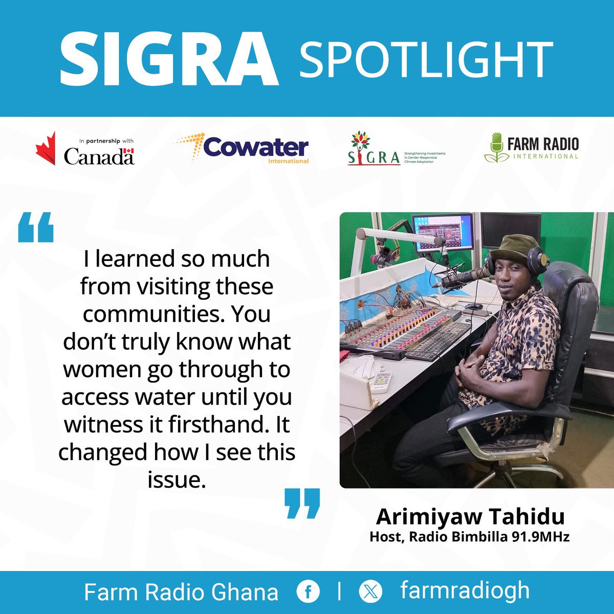 farmradiogh's tweet image. Host of Radio Bimbilla 91.9mhz. reflects on last week’s Strengthening Investments in Gender-Responsive Climate Adaptation (SIGRA) episode on water scarcity and the realities women face in accessing water.
#climate #climateissues #sigra #climatechange #ClimateCrisis #ClimateAction