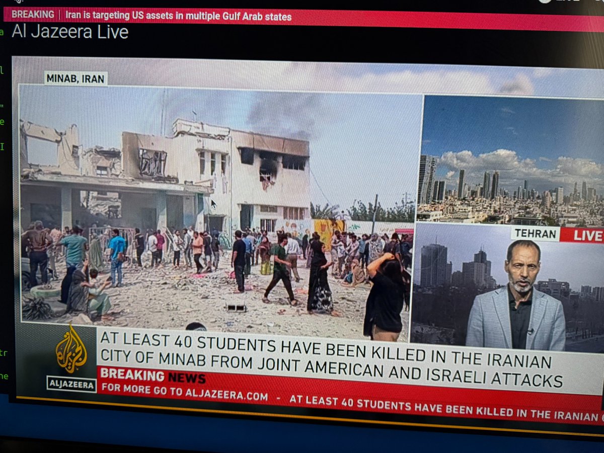 40  children killed in a school in Minab, horrific images on Al Jazeera, more school pupils killed in Narmak