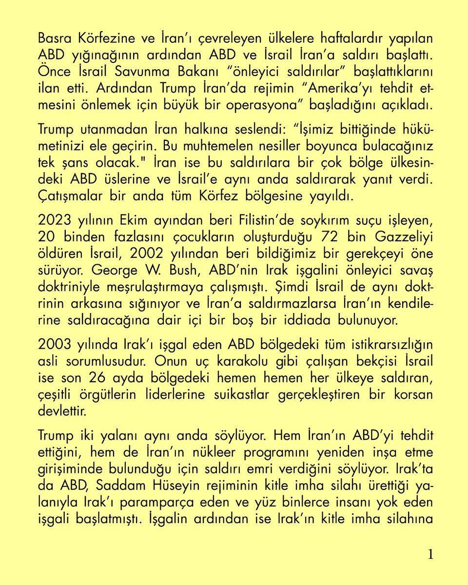 dsip___'s tweet photo. Gazze'den İran'a Minneapolis'e ezilenlerin yanındayız.

ABD-İsrail'in savaşına hayır! https://t.co/FGwKT6ytkA