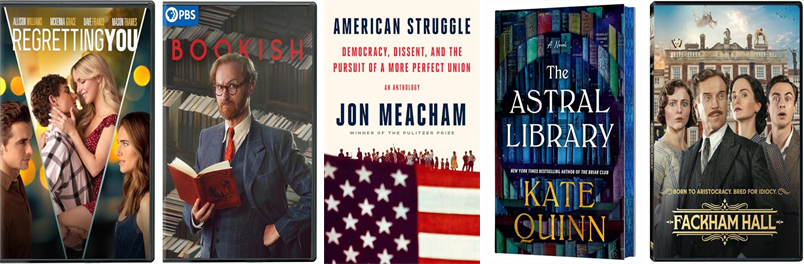 hooksettlibrary's tweet photo. This week the Hooksett Public Library has 42 new books and three new movies.  New items include Regretting You, Bookish Season 1, American Struggle, The Astral Library, Fackham Hall, Agnes Aubert's Mystical Cat Shelter, and Worse Than a Lie. https://t.co/oOODWakMgF https://t.co/SxdoVmsRNw