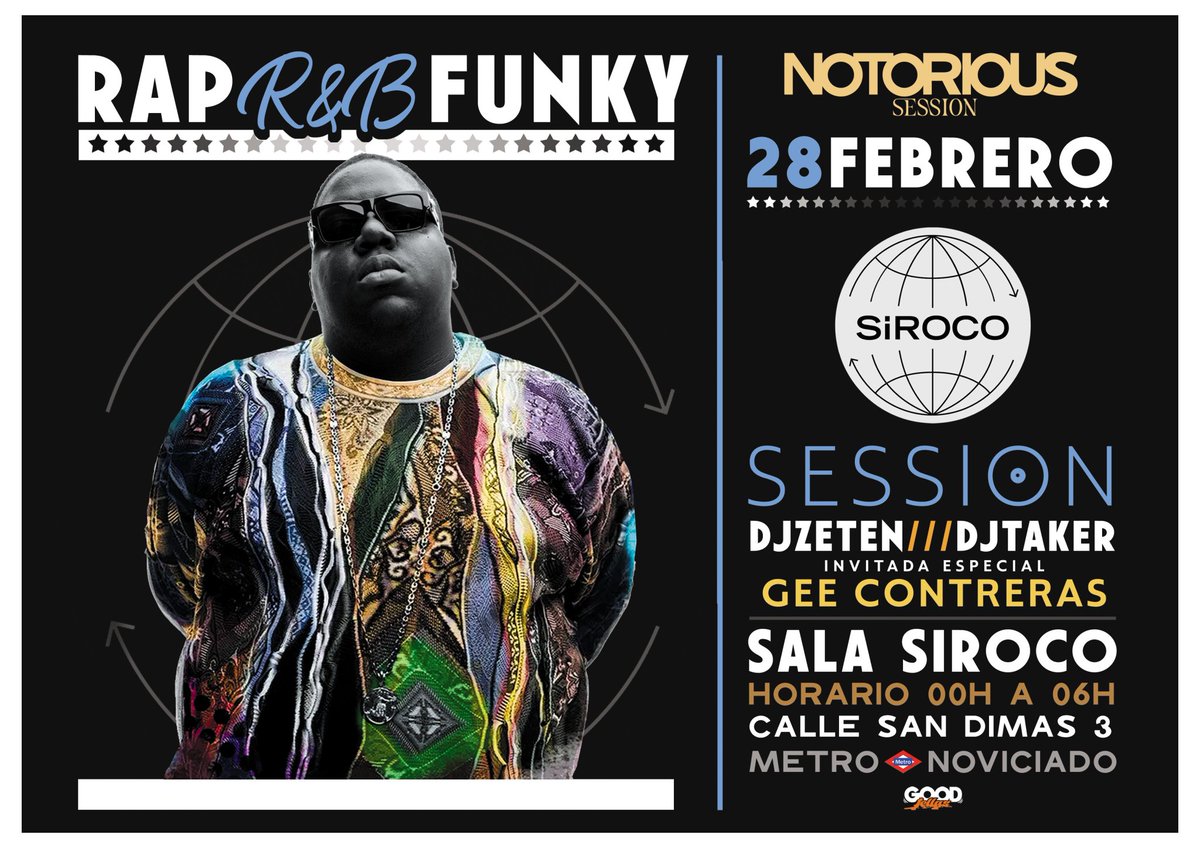 DaniZeten's tweet photo. ENTRADAS ANTICIPADAS AGOTADAS Si no quieres perderte este fieston, corre a la puerta a por tu entrada! 00:00hrs @SirocoSala #NotoriousSession #Djs #Rap #RnBsoul #Funk #Hiphop #Madrid #Sabado #Febrero 28Febrero #Noche #SalirPorMadrid #SoldOut #Night #AllNight https://t.co/vsYQbi0tCC