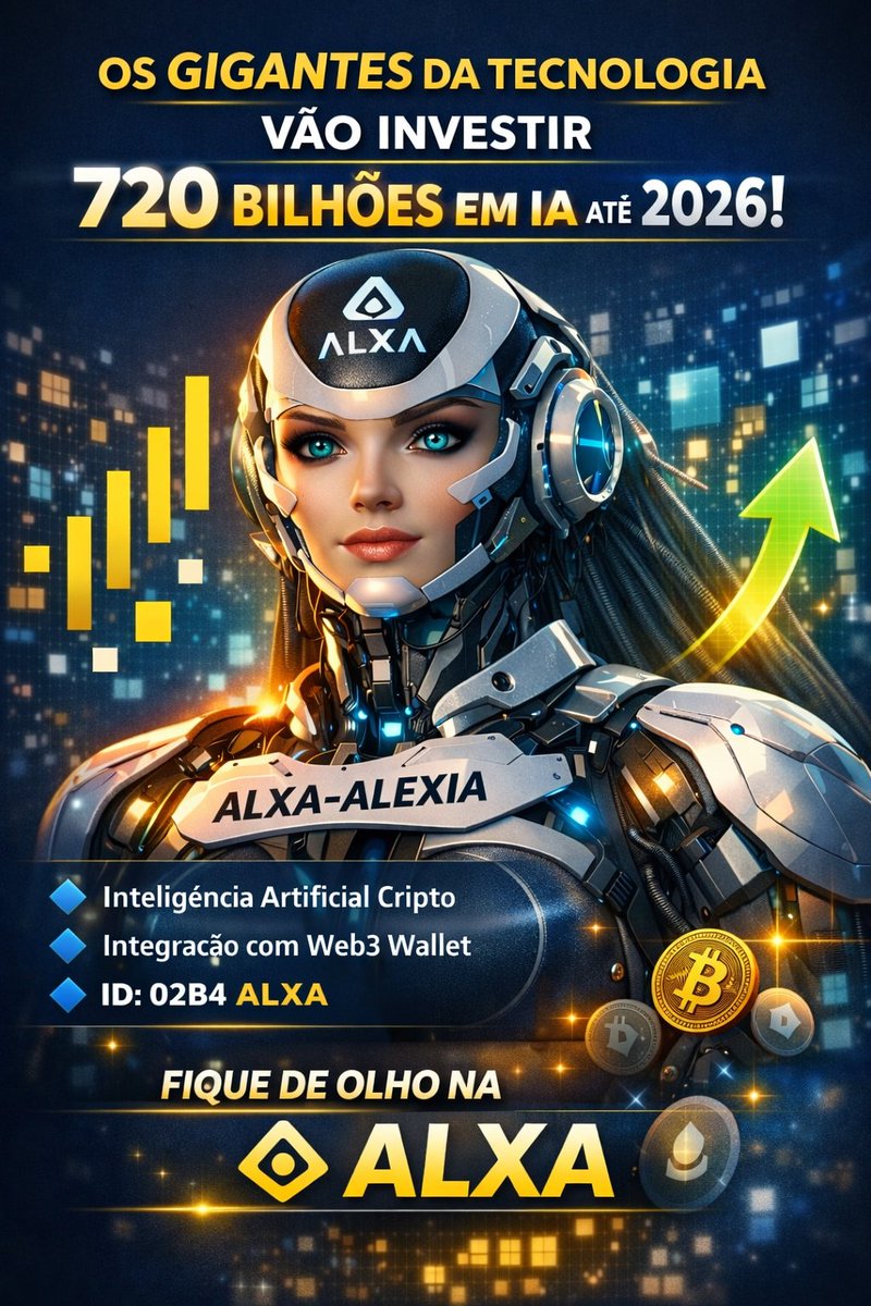 alxateamALEXUA's tweet photo. 🚀 Os gigantes da tecnologia estão com tudo: espera-se que, em 2026, sejam investidos incríveis 720 bilhões em IA! E junto com essa revolução, ALXA está aqui para potencializar o futuro das criptos na Web3! 💡
#ALXA #AI #Inovação #BinanceSquare #Web3 https://t.co/GB6U0SSPAM