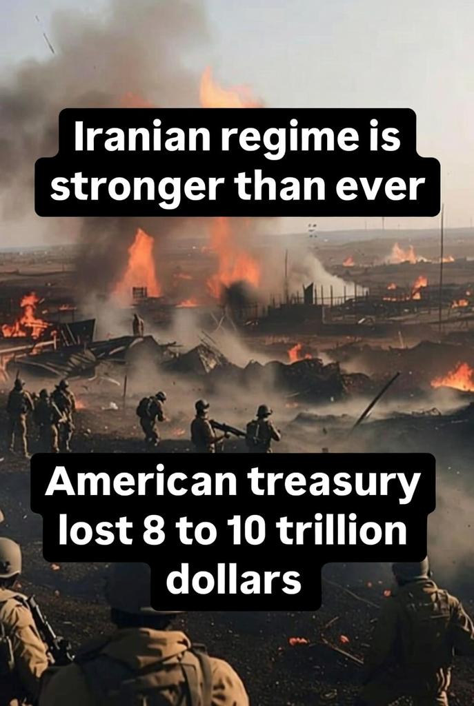 War strengthens the Iranian regime and does not end it.
The American treasury loses 8 to 10 trillion dollars.
Alongside a real holocaust that is devastating lives.