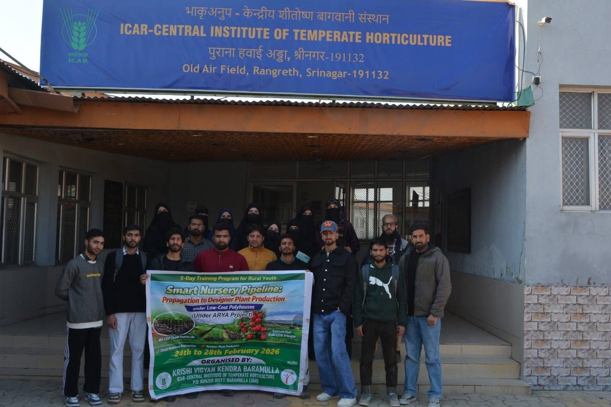 Five-Day ARYA Training Programme on “Smart Nursery Pipeline: Propagation to Designer Plant Production under Low-Cost Polyhouses” under the ARYA (Attracting and Retaining Youth in Agriculture) Project from 24th to 28th February 2026
<a href="/atari1icar/">ICAR-ATARI, Ludhiana</a> <a href="/icarindia/">Indian Council of Agricultural Research.</a> <a href="/AgriGoI/">Agriculture INDIA</a> <a href="/ChouhanShivraj/">Shivraj Singh Chouhan</a>