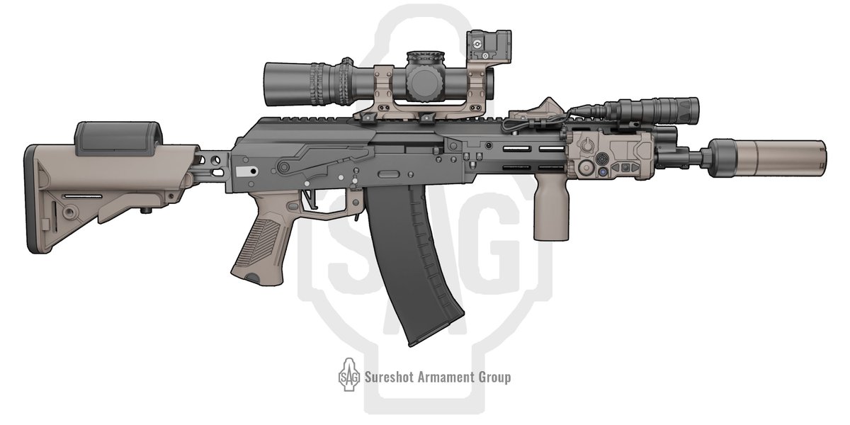 Artwork of modernized AK with Sureshot flat-top chassis system