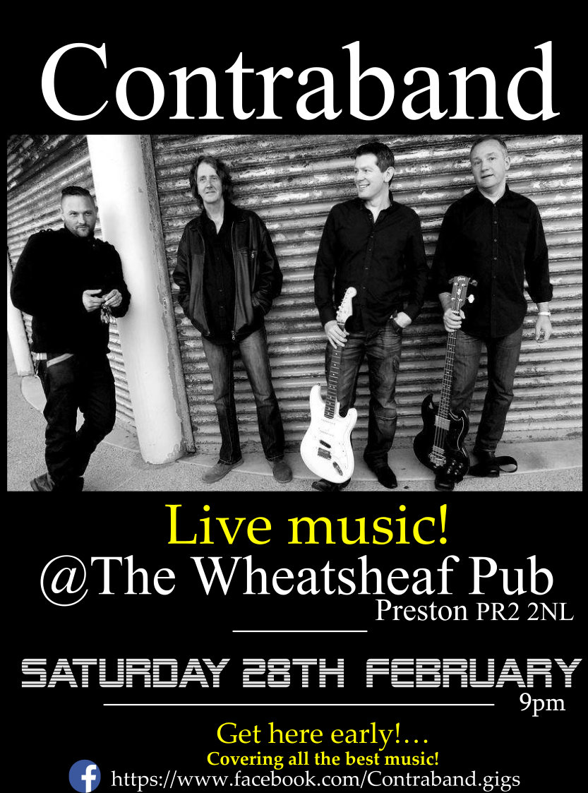 Contraband2's tweet photo. Tonight 28th feb @ the Wheatsheaf Pub Preston https://t.co/CEje2Pk2gz