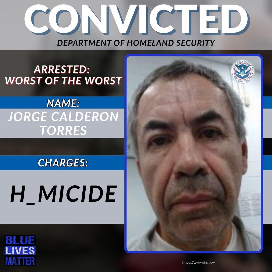 bluelivesmtr's tweet photo. Jorge Calderon Torres, a Mexican national, was arrested in Corcoran, California, for h_micide. This is YET ANOTHER reminder of why we MUST keep our borders secure.
♻️REPOST NOW! #LawEnforcement #DeportCriminals #BorderPolicy #KeepAmericaSafe #EndTheInvasion https://t.co/d2QwuO7rYP