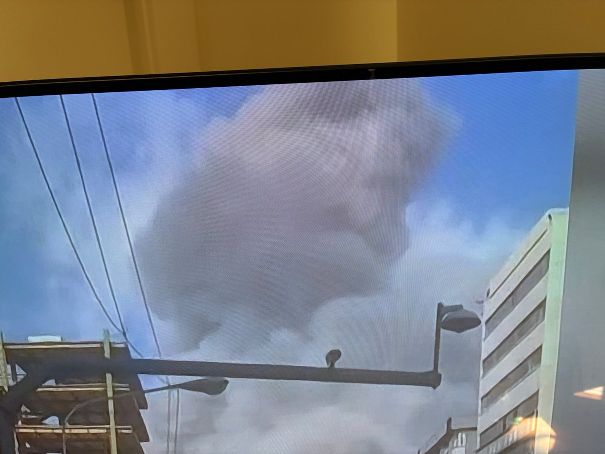 CNN footage: Cloud rising after a strike on Tehran looks like an enormous head overlooking the devastation. Face of Trump?